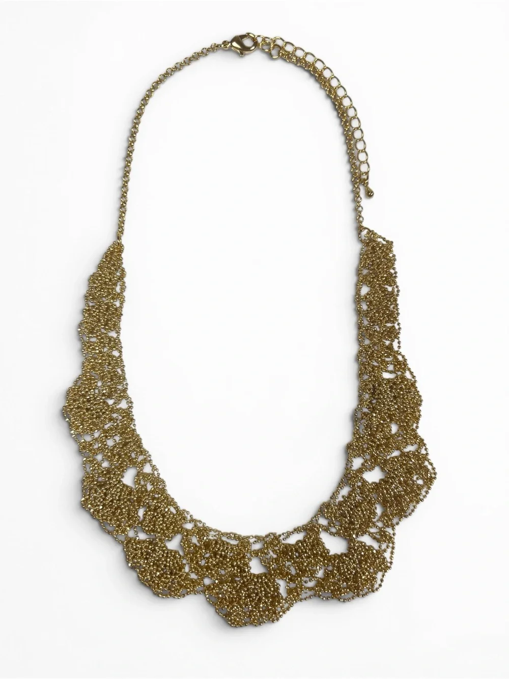 Elegant Gold Beaded Lace Necklace - Women Jewelry